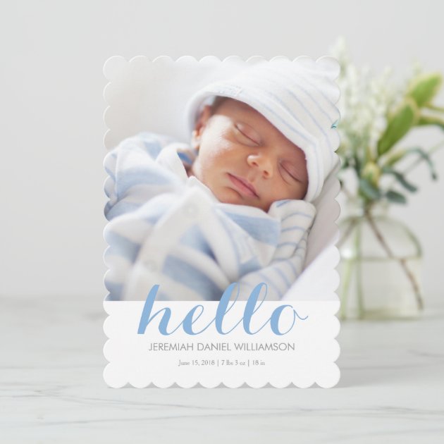 Hello Baby Boy Birth Announcement