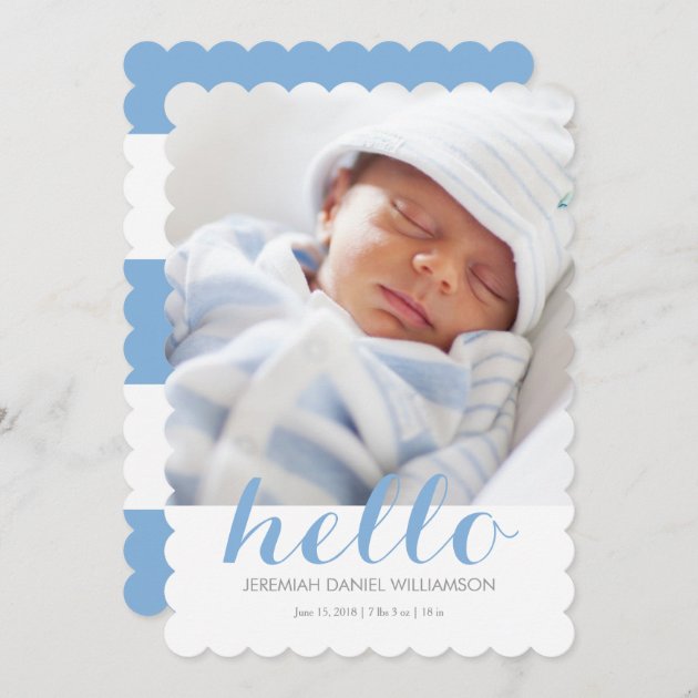 Hello Baby Boy Birth Announcement