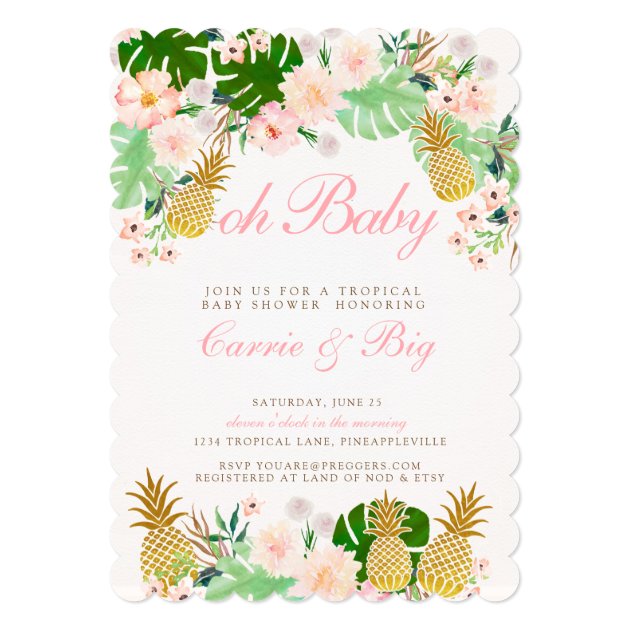 Pineapple Tropical Baby Shower Invite