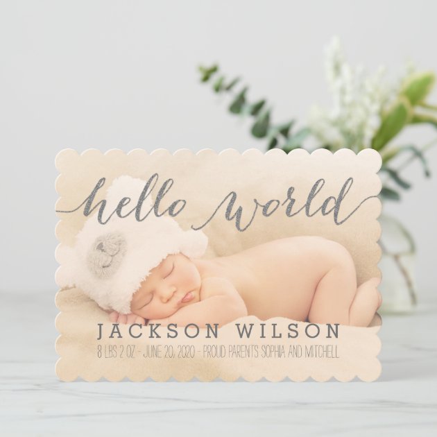 Handwriting Baby Birth Announcement Photo Card