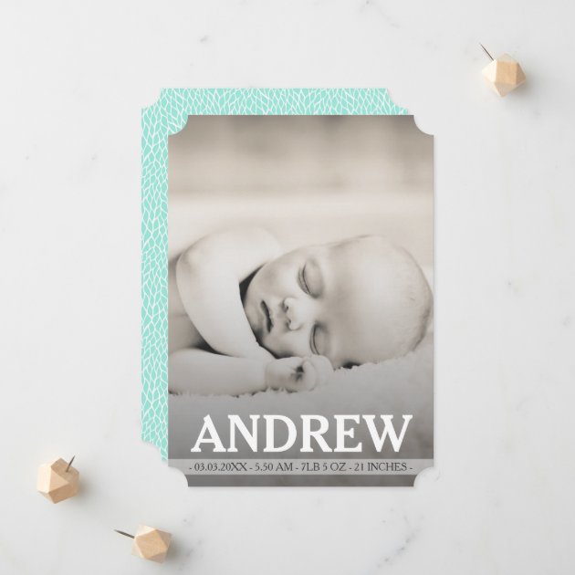Typography Baby Boy Birth Announcement Photo Card
