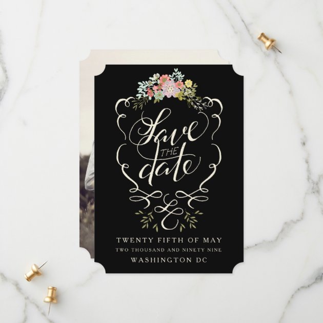 Floral Garden Hand Lettering Save The Date Cards