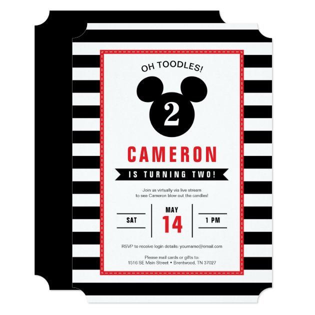 Mickey Mouse | Icon Black & White Virtual Birthday Invitation