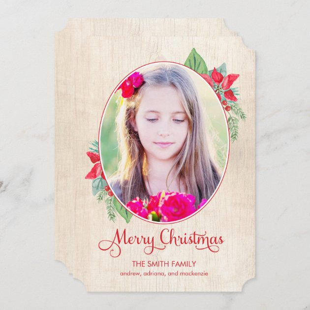 Painted Wood Christmas / Holiday Photo Card