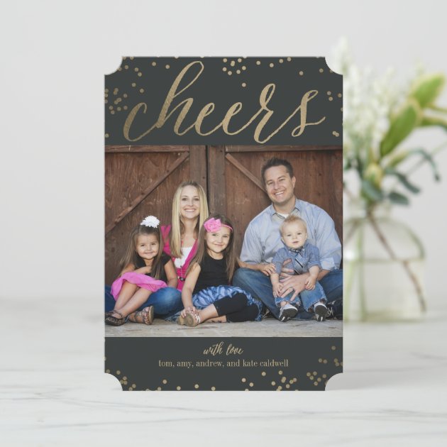 Editable Color Cheers Holiday Photo Card