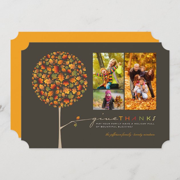 Thanksgiving Colorful Leaves Pop Tree Photo Card