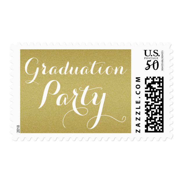 Elegant Gold Glitter Graduation Party Postage