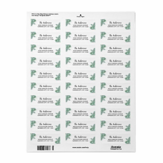 Watercolor Holly Greenery Christmas Return Address Label