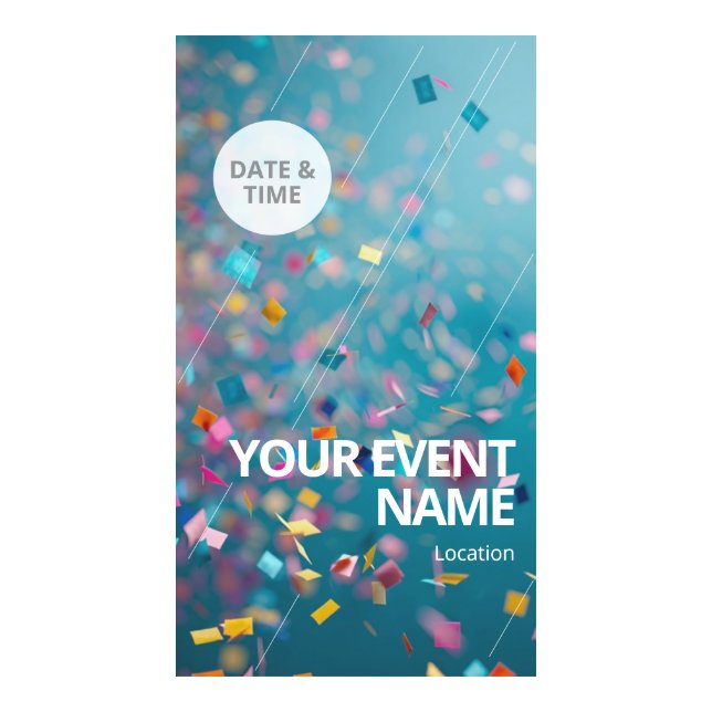 Floating Confetti Burst Minimal Birthday Party Digital Templates (Front)