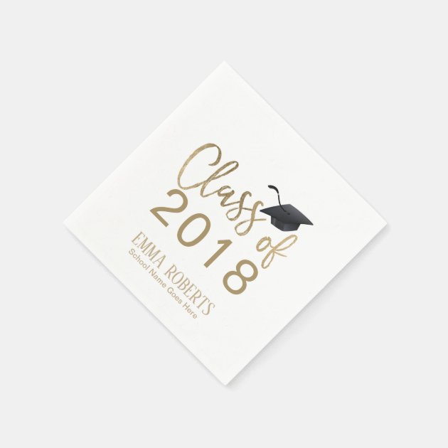 Class Of 2018 Modern Gold Script Graduation Party Paper Napkin