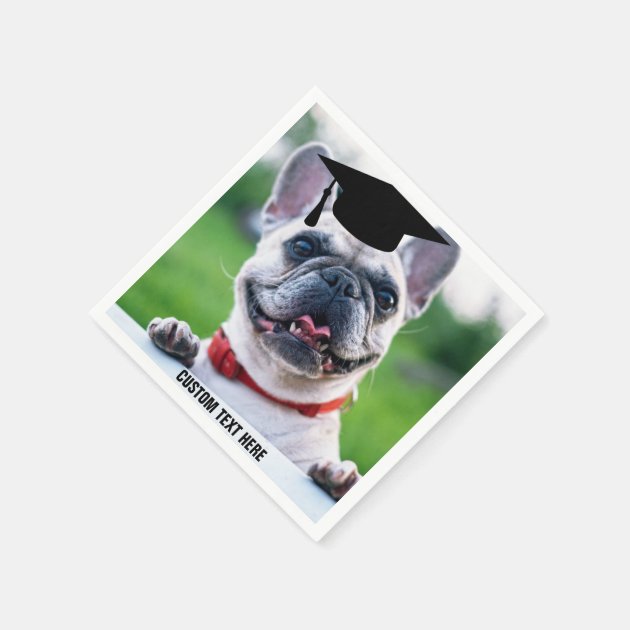Funny Graduation French Bulldog Photo Custom Napkin