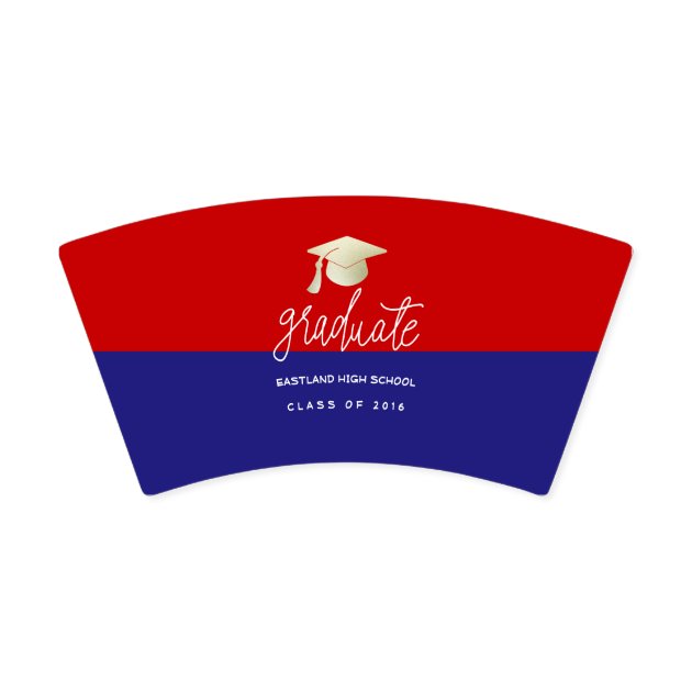 Graduate Handwritten Script | Hat Red Navy Blue Paper Cup