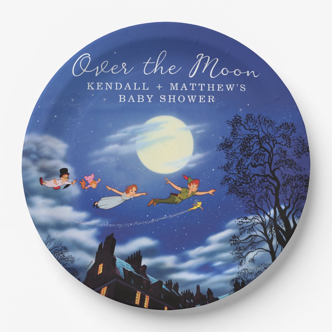 Disney's Peter Pan | Over the Moon - Baby Shower Paper Plates (Front)