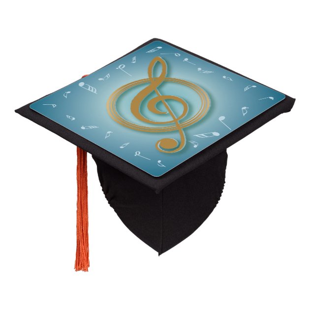 Music Major Notes Blue And Gold Graduation Cap Topper
