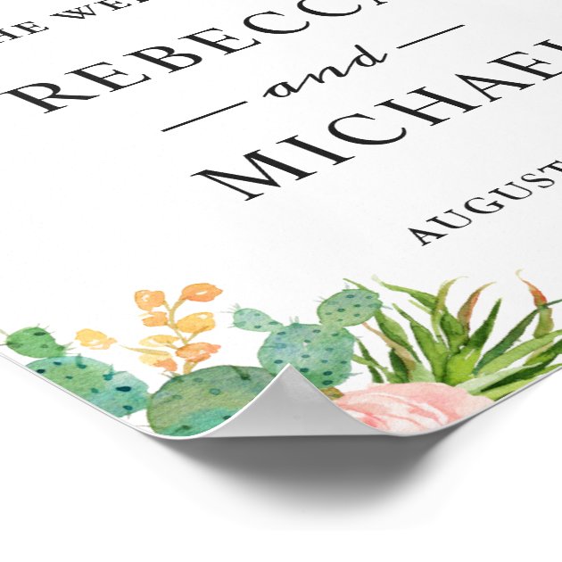 Succulent Cactus Floral Wedding Welcome Sign