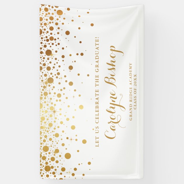 Faux Gold Confetti Personalized Graduation Banner