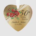 50th Gold Floral Wedding Anniversary Ornament | Zazzle