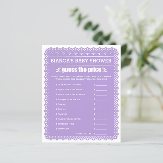 Baby Shower Games In Purple Papel Picado