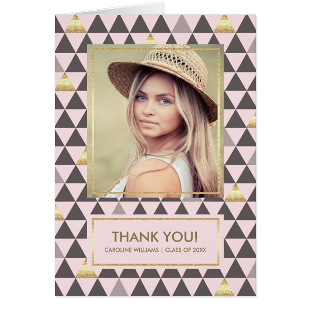 Geometric Pattern Graduation Thank You Photo Cards