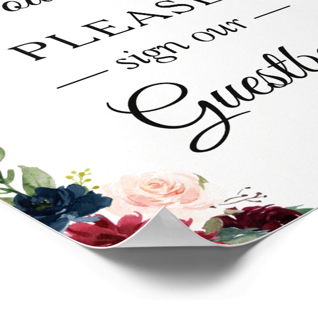 Sing Our Guestbook Burgundy Blush Blue Floral