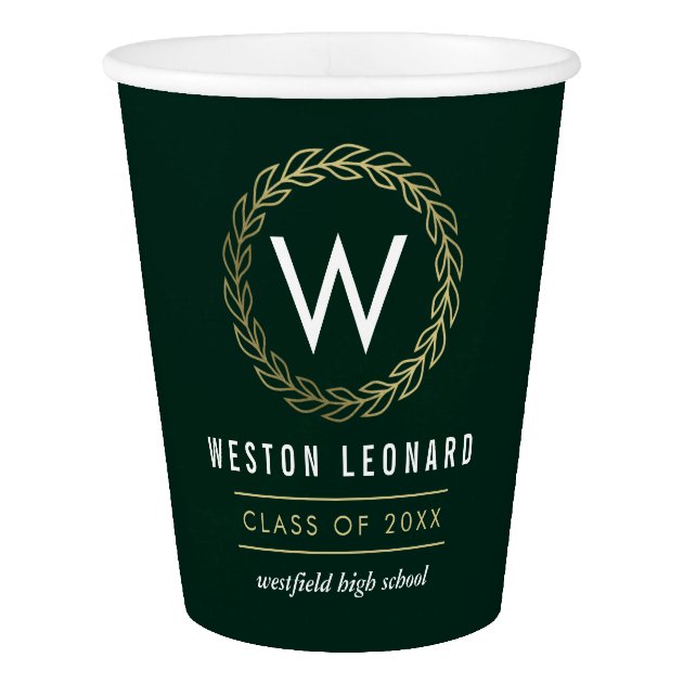 Classic Wreath EDITABLE COLOR Graduation Paper Cup