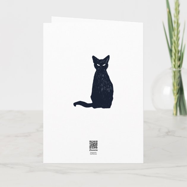 Halloween Black Cat Silhouette Invitation