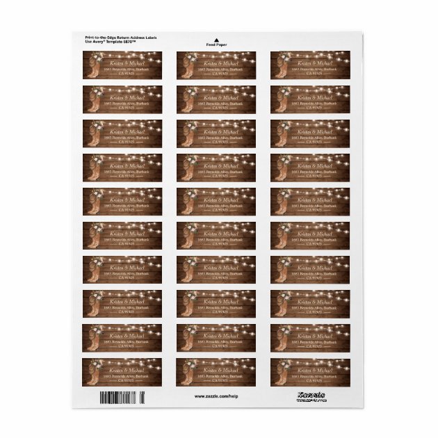 Rustic Country Floral Boots String Lights Label