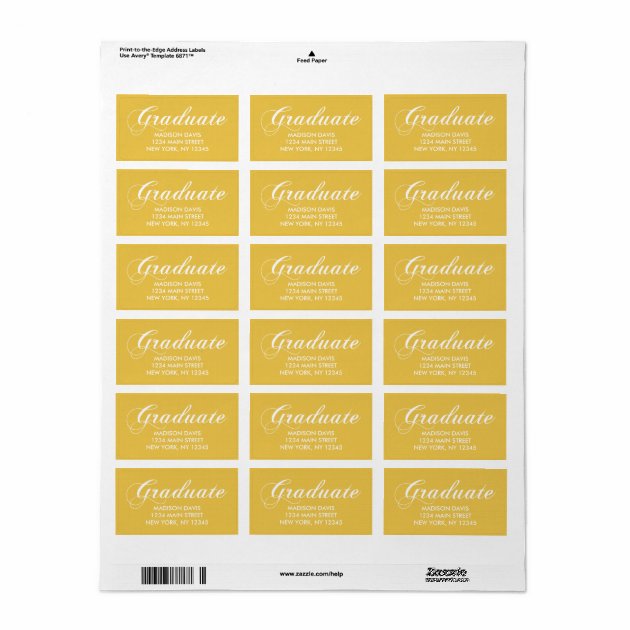 Yellow Graduation Address Labels
