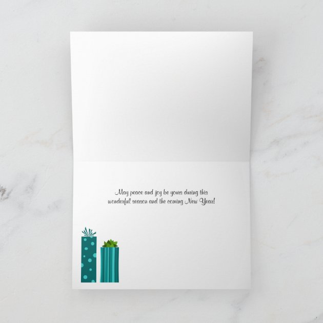 Cute Wrapped Presents Happy Holidays - Green Blue Holiday Invitation