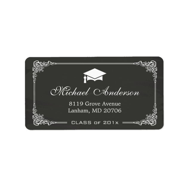 Elegant Chalkboard Graduation Cap Grad Graduate Label