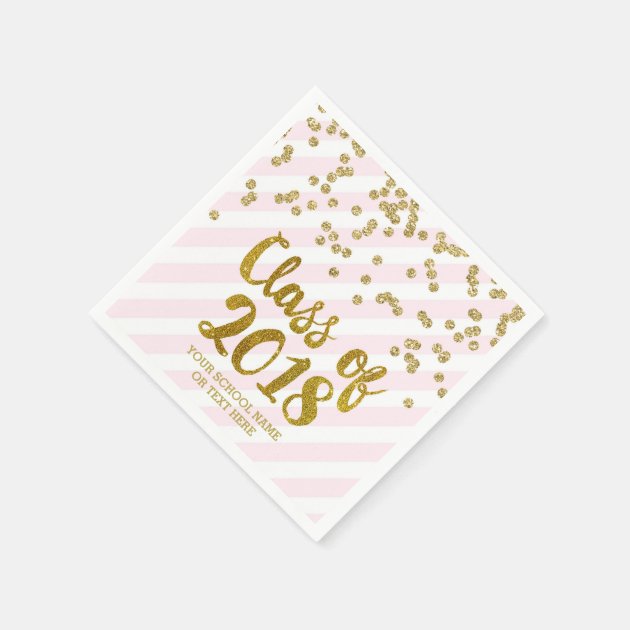 Gold Blush Pink Confetti Class Of 2018 Graduation Napkin