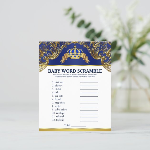 Prince Baby Shower Games Word Scramble Rhyme Quiz