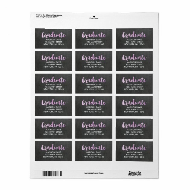 Chalkboard Watercolor Graduation Address Labels