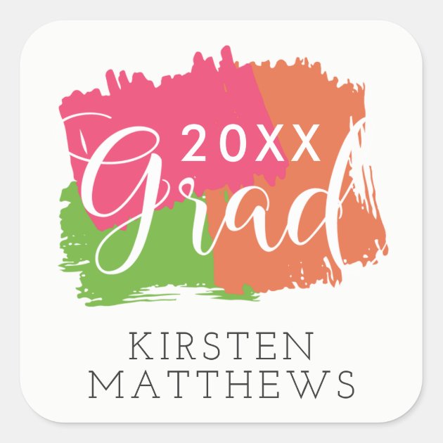 Bold Brush Strokes Graduation Stickers