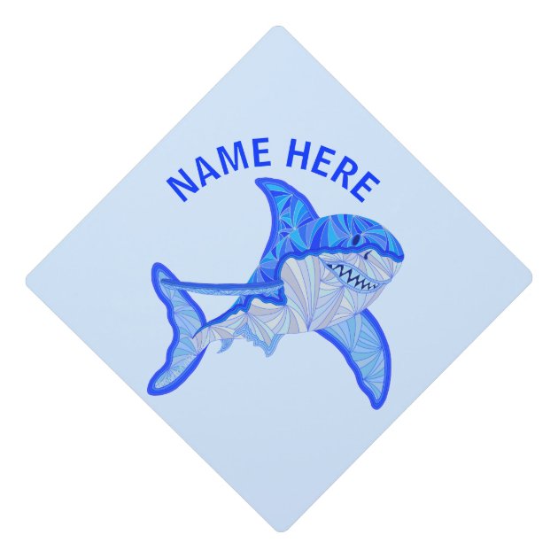 Z Blue Great White Shark Colorful Sea Animal Graduation Cap Topper