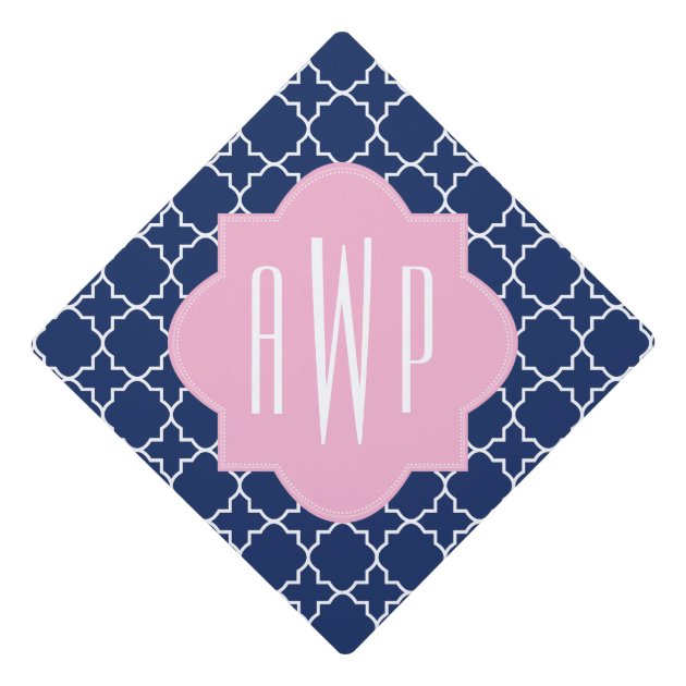 Pink + Blue Quatrefoil Monogram Tassel Topper