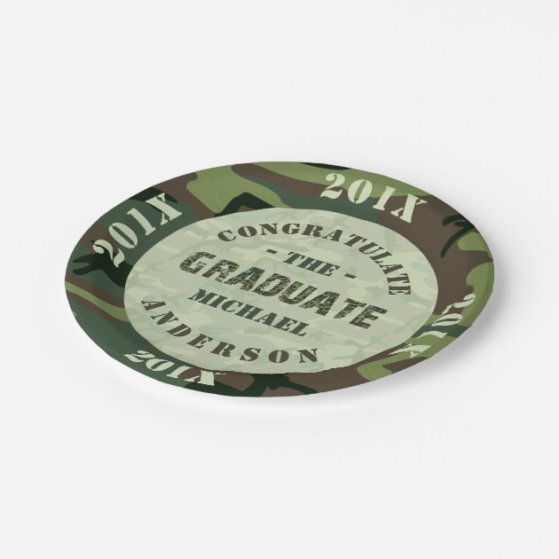 2018 Graduation Party Camouflage Custom Camo Paper Plate