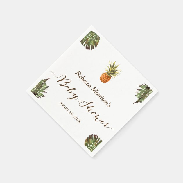 Tropical Leaves Pineapple Summer Baby Shower Paper Napkin