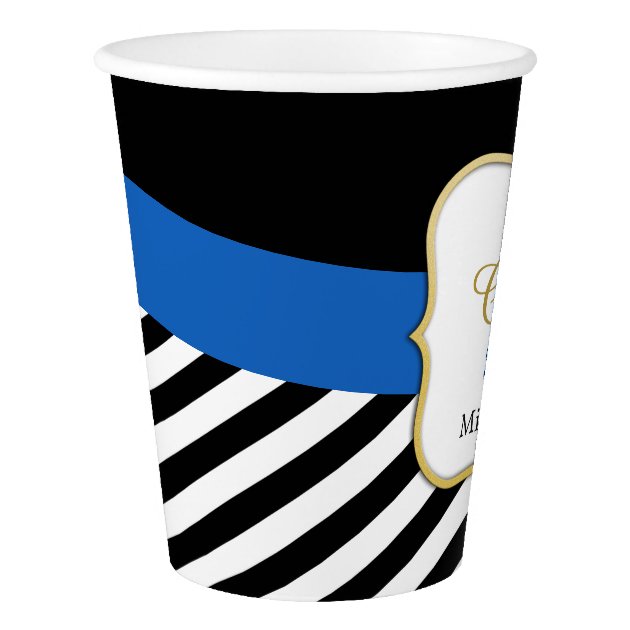Class Of 2018 Graduation Party | Gold Navy Stripes Paper Cup