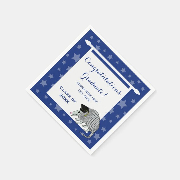Personalized Armadillo Stars Graduation Paper Napkin
