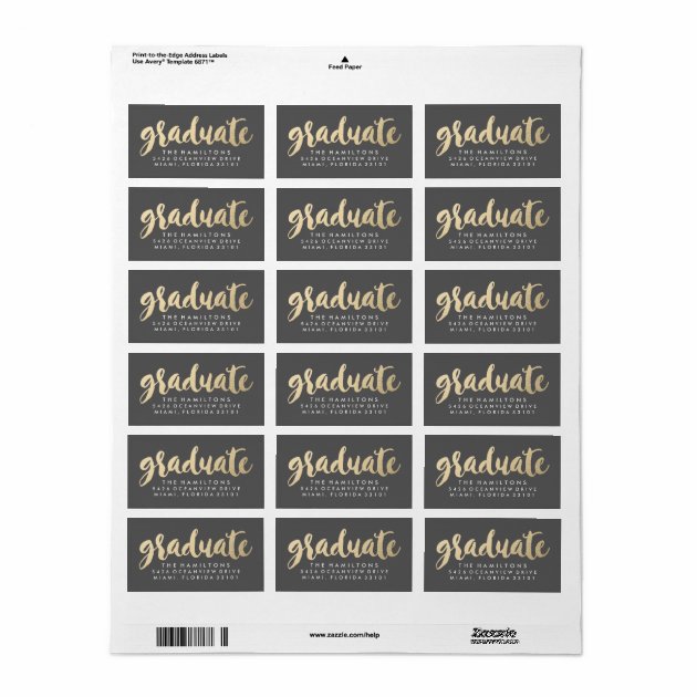 Modern Faux Gold Foil Graduation Address Labels