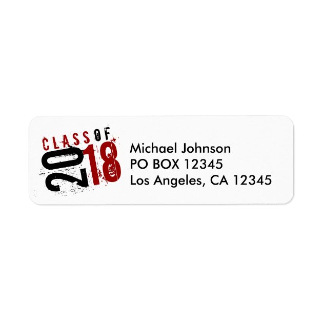 Artistic Red, Black And White Class Of 2018 Label