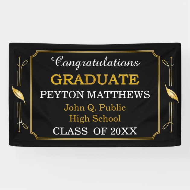 Gold Leaf Congratulations Graduate 20XX Banner