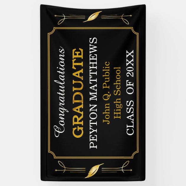 Gold Leaf Congratulations Graduate 20XX Banner