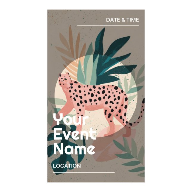 Pink Cheetah Boho Tropical Cheetah Wild Safari Art Digital Templates (Front)