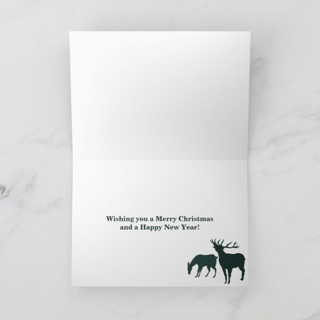 Elk | Reindeer With Golden Trees Merry Christmas Holiday Invitation