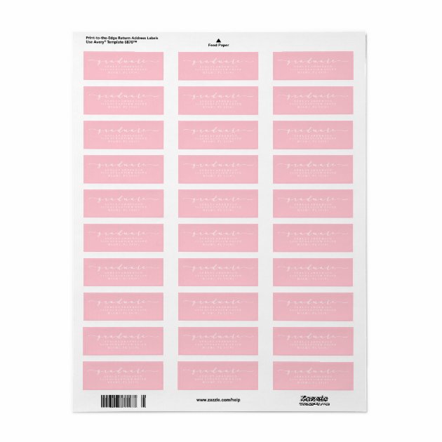 Classic Pink Graduation Address Labels