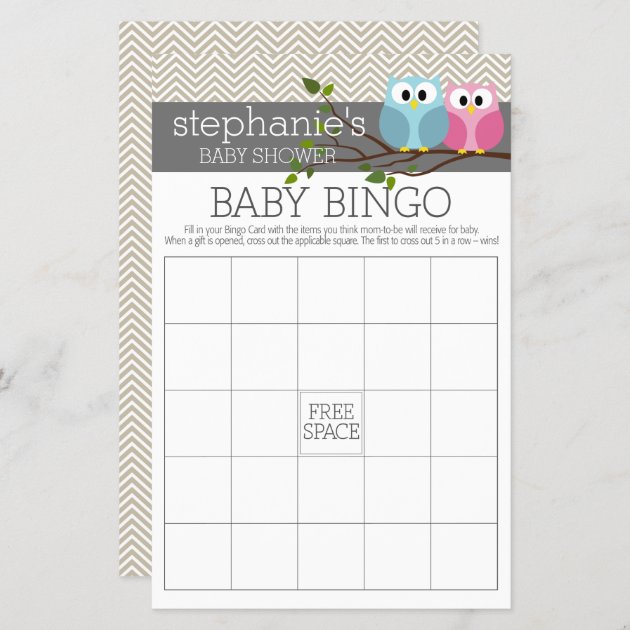 Baby Shower Bingo Game - Cute Owls