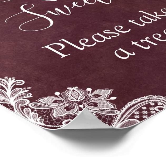 Love Is Sweet Burgundy Blush Floral Lace Poster