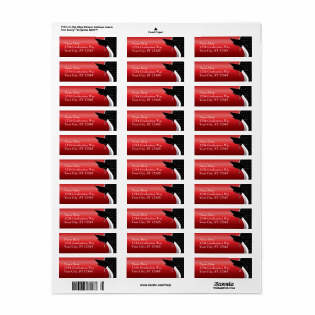 Red & Black Graduation Address Label